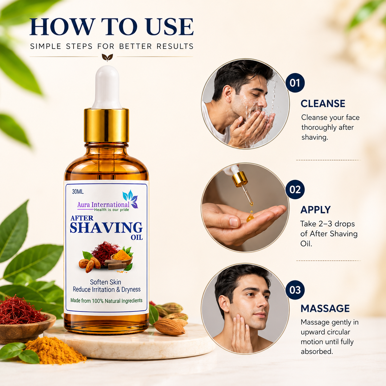 Aura International After Shaving Oil – Nourish, Soothe & Protect Your Skin - 30ml - Image 4